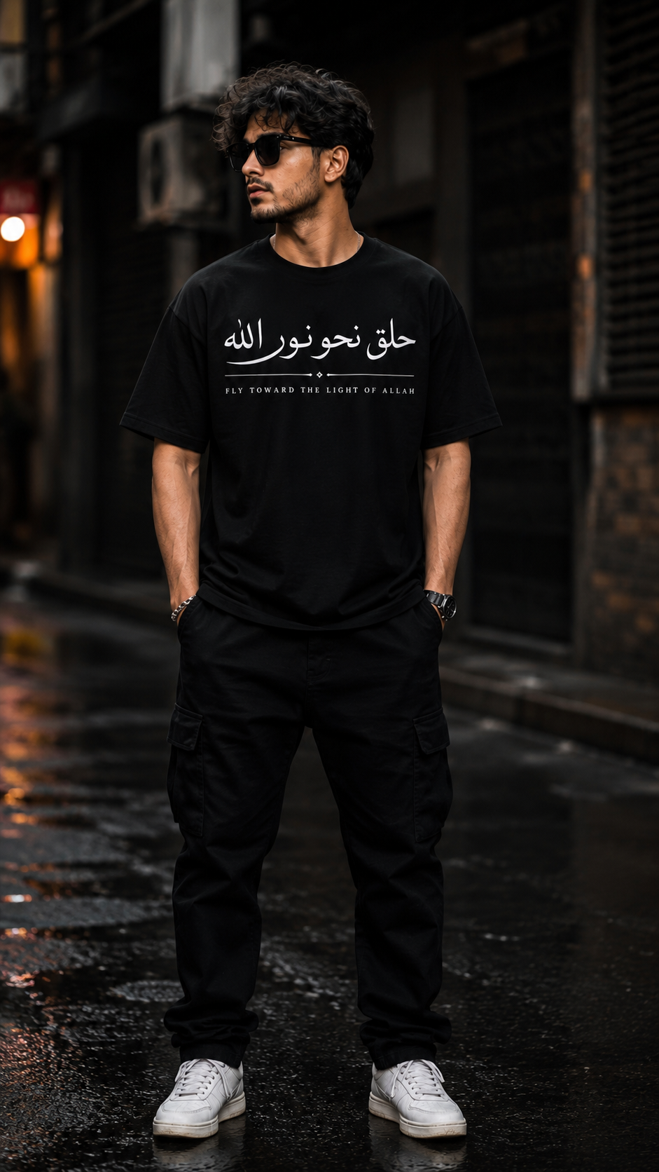 Noor Wings Oversized T-Shirt – 240 GSM Premium Black Streetwear Tee