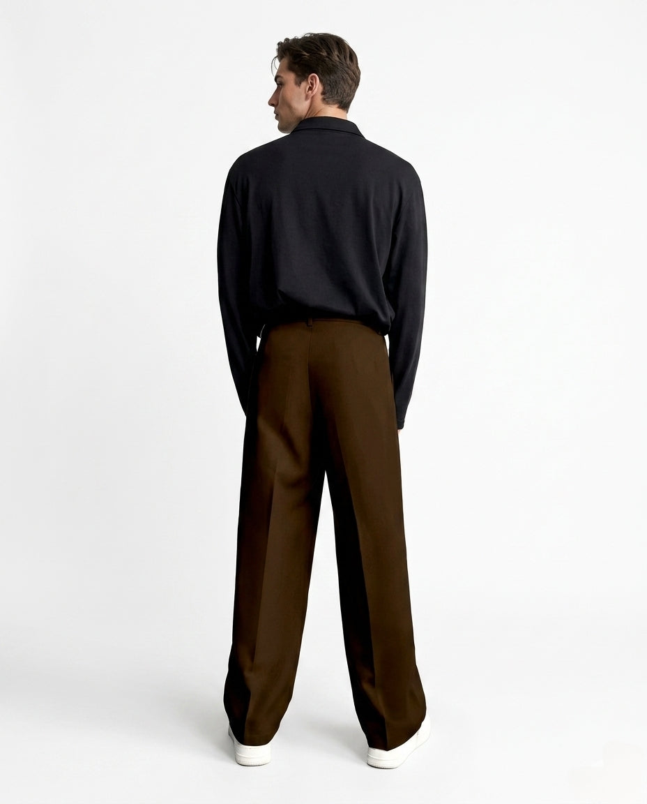Stylix Men’s Relaxed Fit Korean Trouser – Lycra Blend Stretchable Formal Pants (Coffee Brown)