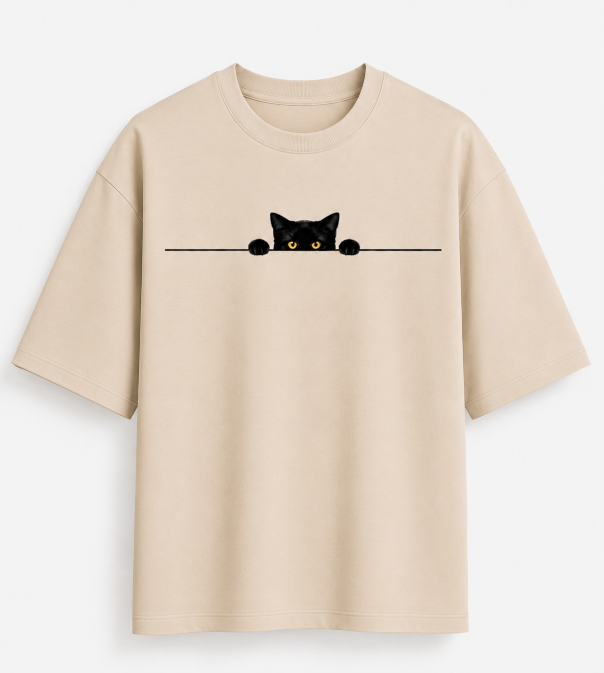"Curious Cat" Unisex Oversized Standard T-Shirt