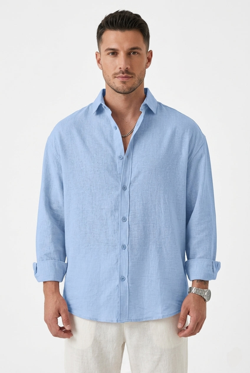 Stylix Men’s Linen Casual Shirt – Full Sleeve Self-Design Premium Lightweight Shirt (Weston Pacific Style)