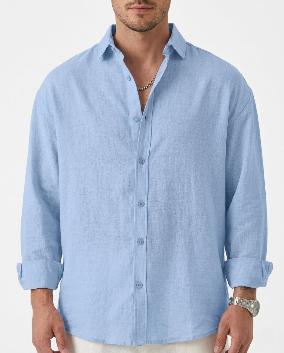 Stylix Men’s Linen Casual Shirt – Full Sleeve Self-Design Premium Lightweight Shirt (Weston Pacific Style)