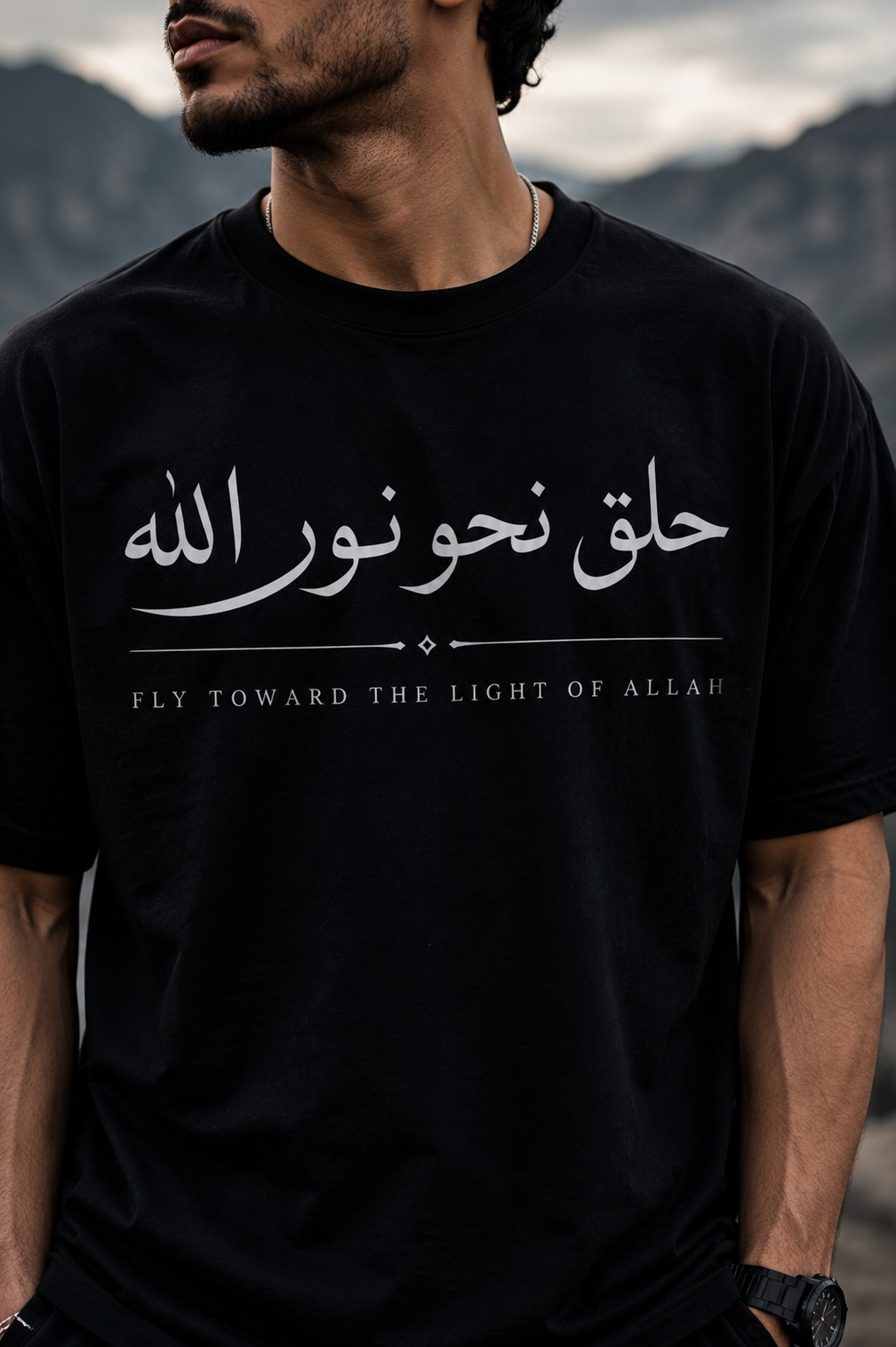 Noor Wings Oversized T-Shirt – 240 GSM Premium Black Streetwear Tee