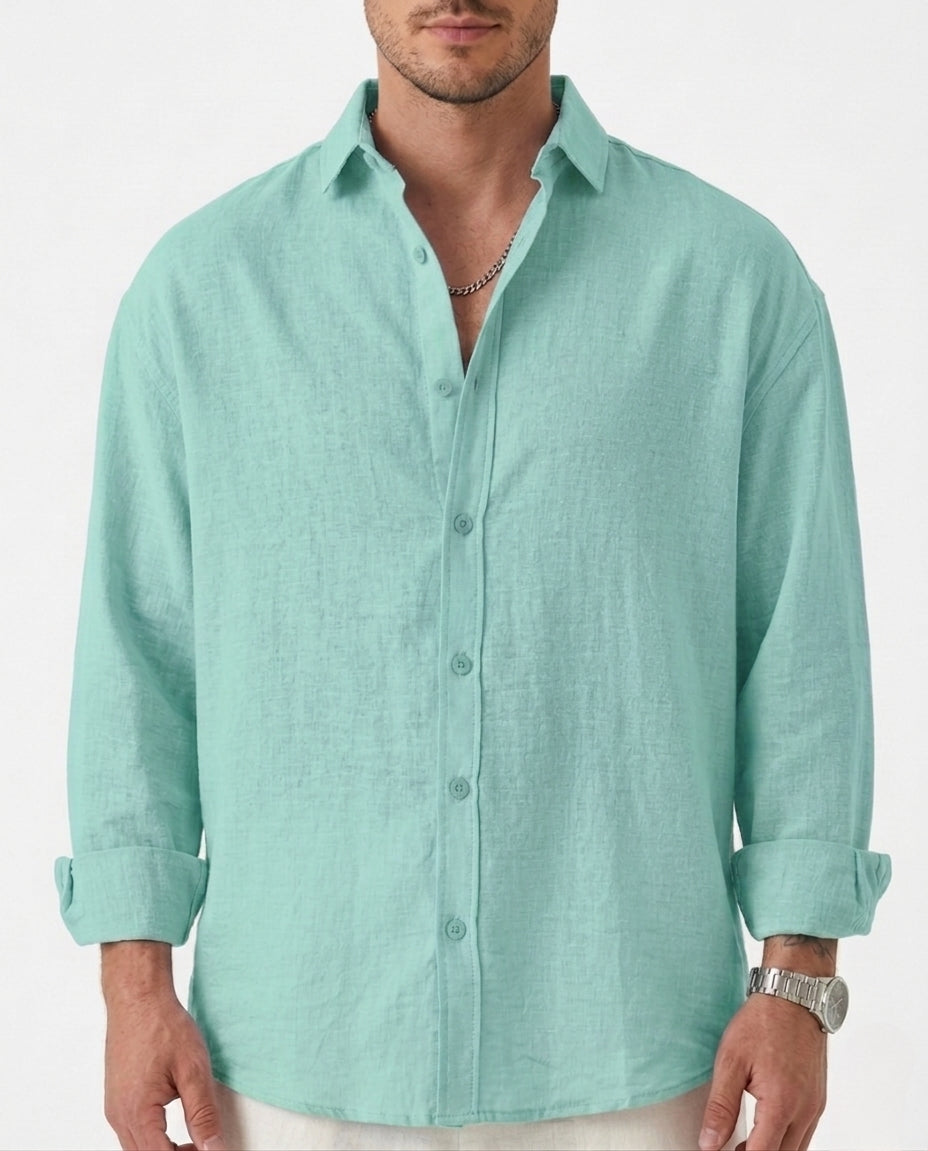 Stylix Men’s Linen Casual Shirt – Full Sleeve Self-Design Premium Lightweight Shirt (Weston Pacific Style)