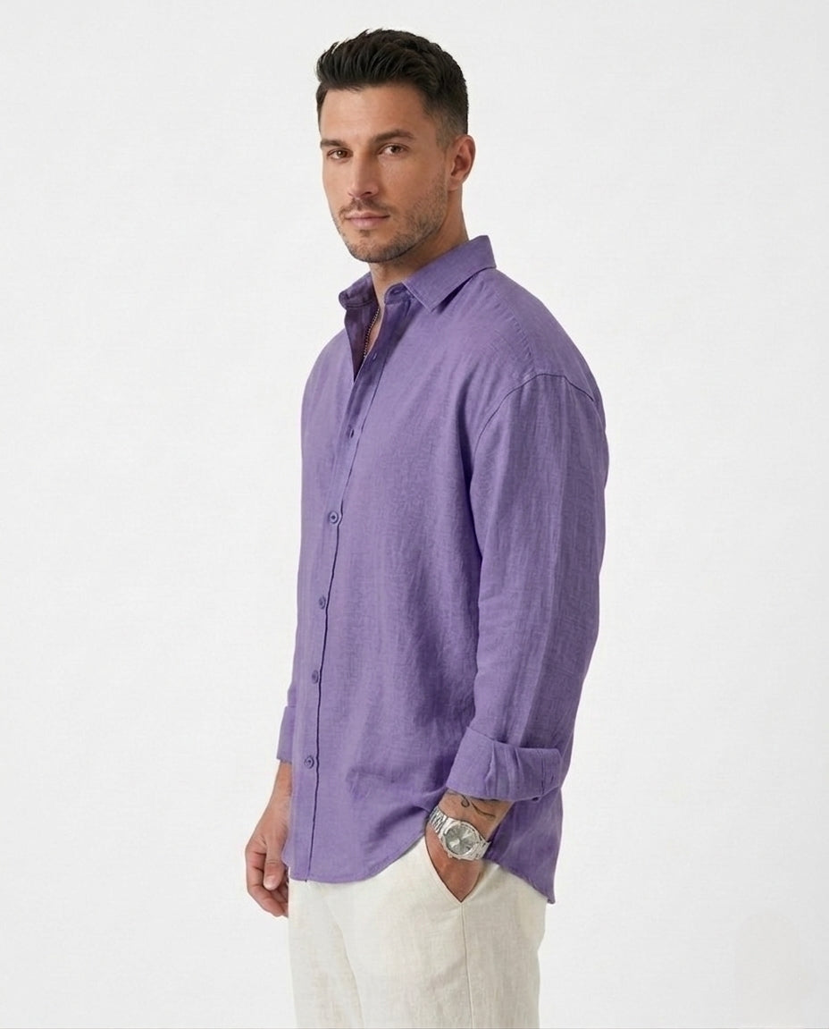 Stylix Men’s Linen Casual Shirt – Full Sleeve Self-Design Premium Lightweight Shirt (Weston Pacific Style)