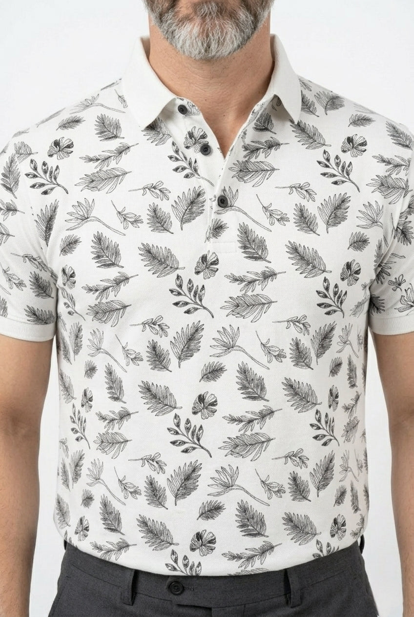 Stylix Men’s Polo Neck T-Shirt – Regular Fit Cotton Blend Printed Casual T-Shirt (Daily Wear)