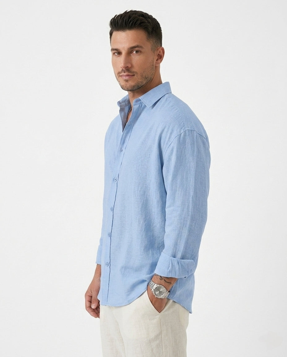 Stylix Men’s Linen Casual Shirt – Full Sleeve Self-Design Premium Lightweight Shirt (Weston Pacific Style)
