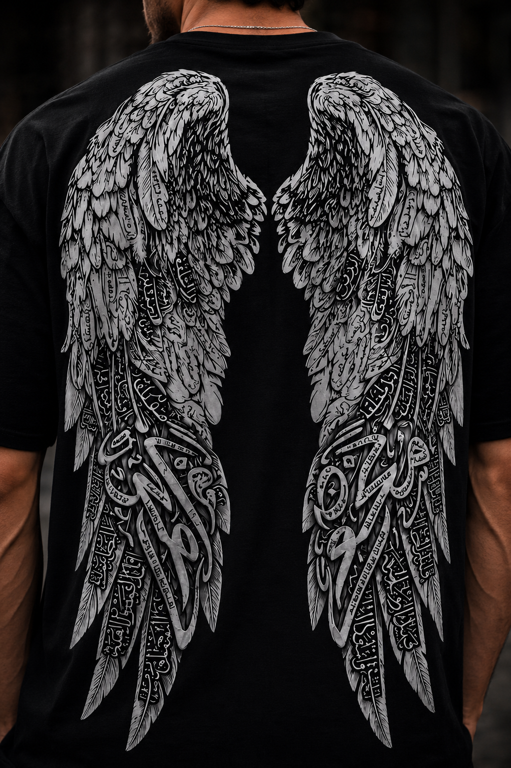 Noor Wings Oversized T-Shirt – 240 GSM Premium Black Streetwear Tee