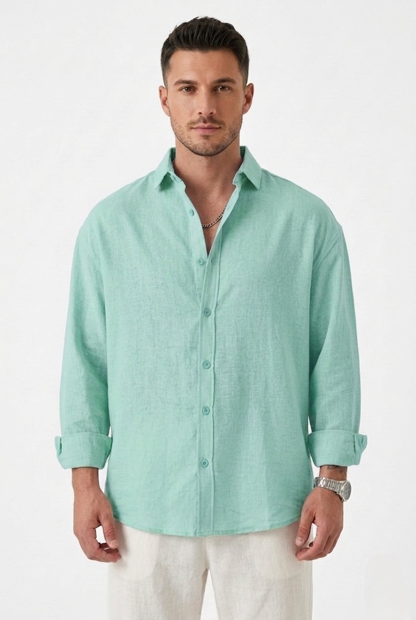 Stylix Men’s Linen Casual Shirt – Full Sleeve Self-Design Premium Lightweight Shirt (Weston Pacific Style)