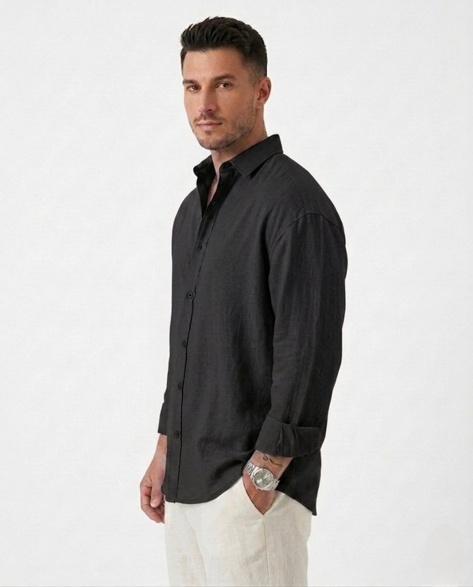 Stylix Men’s Linen Casual Shirt – Full Sleeve Self-Design Premium Lightweight Shirt (Weston Pacific Style)