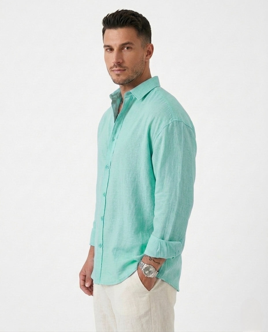 Stylix Men’s Linen Casual Shirt – Full Sleeve Self-Design Premium Lightweight Shirt (Weston Pacific Style)